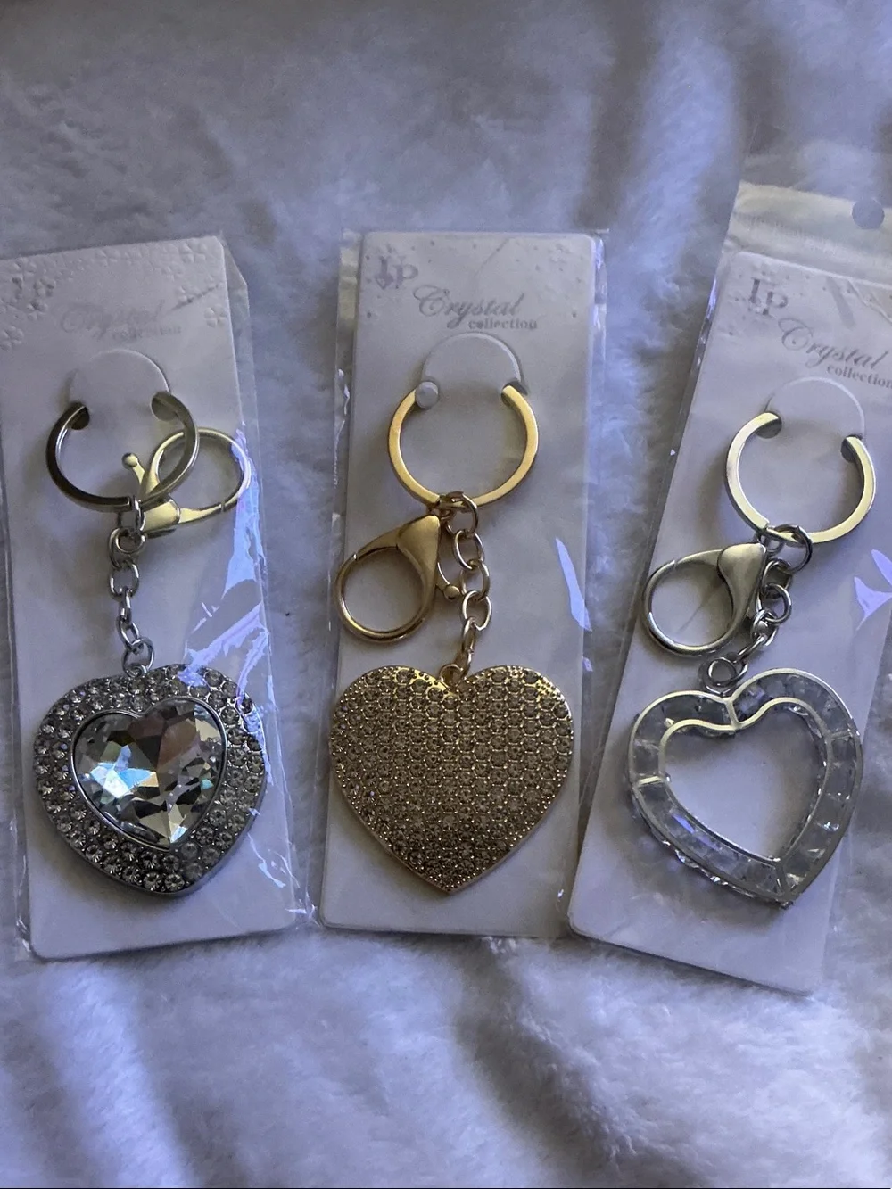 Crystal Heart Keychain - (Bundle 3) Gold, Silver, Clear Absolutely Stunning 🤩